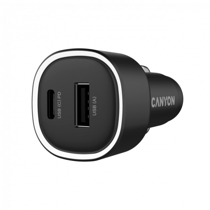 Автомобилен адаптер CANYON OnDrive 48 PD, 48W, USB-A + USB-C, черен - CNE-CCABR3AC - 2