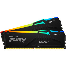 RAM памет Kingston Fury Beast RGB 64GB(2x32GB) DDR5 6400MHz CL32 DIMM - KF564C32BBEAK2-64 - 1