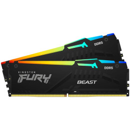 RAM памет Kingston Fury Beast 16GB(2x8GB) DDR5 5600MHz CL40, RGB XMP 3.0 - KF556C40BBAK2-16 - 1