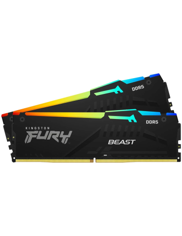 RAM памет Kingston Fury Beast 16GB(2x8GB) DDR5 5600MHz CL40, RGB XMP 3.0 - KF556C40BBAK2-16 - 1