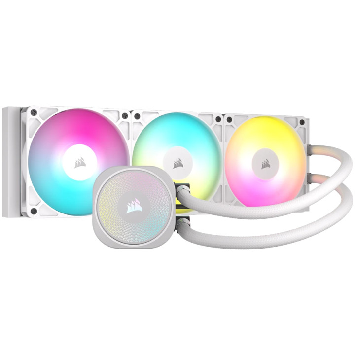 Водно охлаждане за процесор CORSAIR Nautilus 360 ARGB, 360mm Радиатор, 3x120mm Вентилатори, PWM Control, RGB LED, Бял - CW-90600
