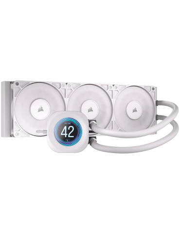 Водно охлаждане за процесор CORSAIR Nautilus 360 LCD, 360mm радиатор, LCD дисплей, Socket AM4/1700/AM5/1851, бял - CW-9061034-WW