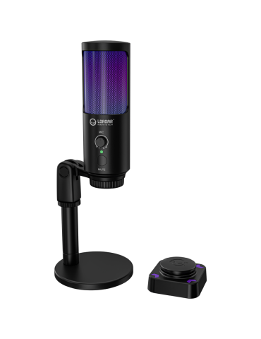 Микрофон LORGAR SMP40, Cardioid 16mm 48kHz, RGB осветление, Заглушаване, Метален stand - LRG-SMP40-BK - 1
