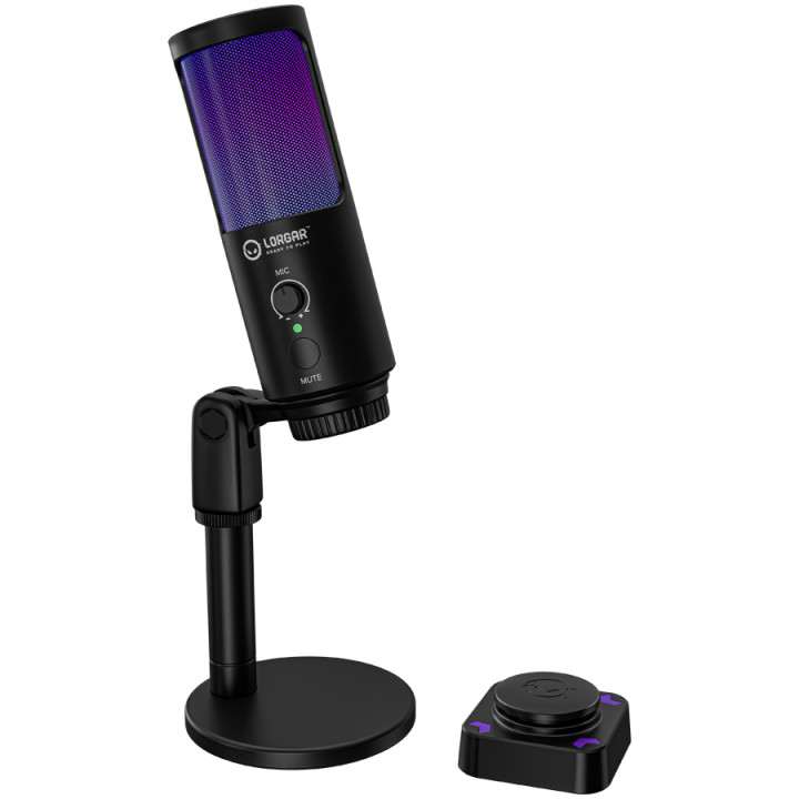 Микрофон LORGAR SMP40, Cardioid 16mm 48kHz, RGB осветление, Заглушаване, Метален stand - LRG-SMP40-BK - 2