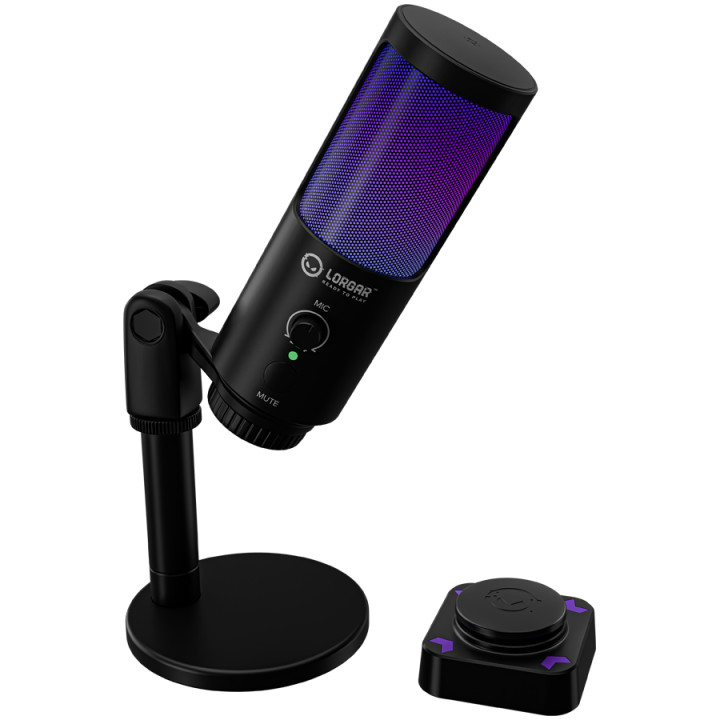 Микрофон LORGAR SMP40, Cardioid 16mm 48kHz, RGB осветление, Заглушаване, Метален stand - LRG-SMP40-BK - 3