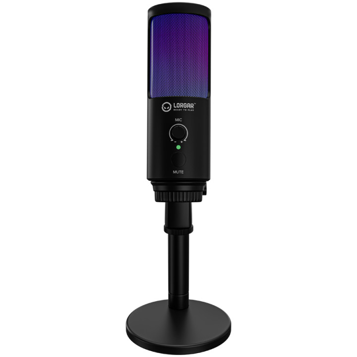 Микрофон LORGAR SMP40, Cardioid 16mm 48kHz, RGB осветление, Заглушаване, Метален stand - LRG-SMP40-BK - 4