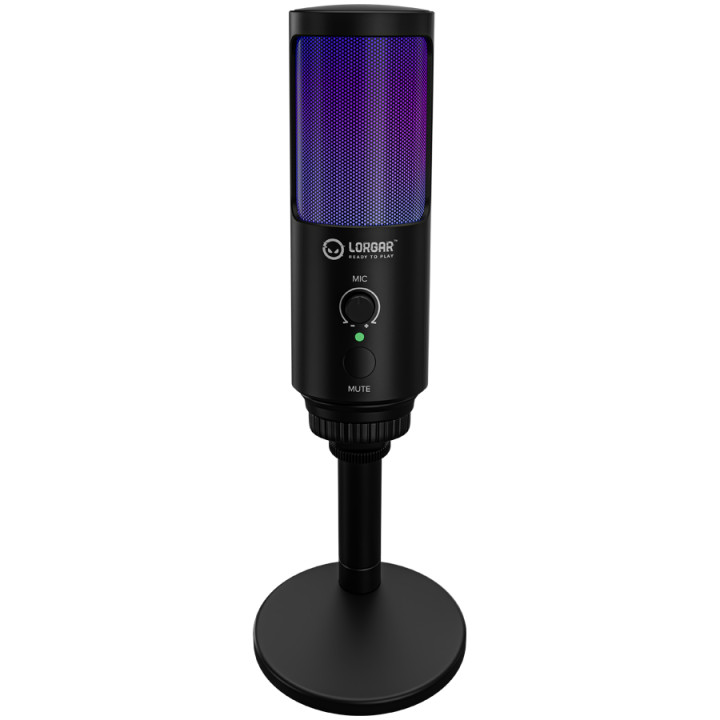 Микрофон LORGAR SMP40, Cardioid 16mm 48kHz, RGB осветление, Заглушаване, Метален stand - LRG-SMP40-BK - 6