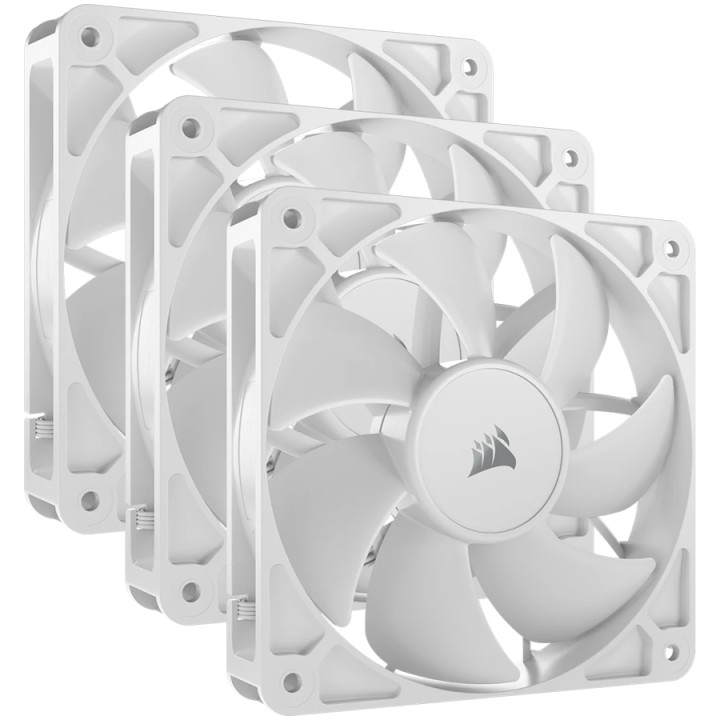 Комплект вентилатори CORSAIR RS120 White, 120mm, 2100 RPM, 72.8 CFM, PWM, комплект 3 броя - CO-9050193-WW - 1