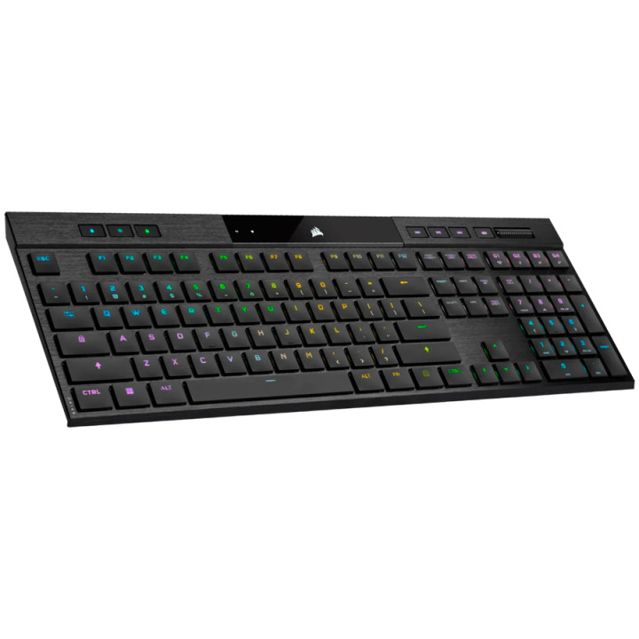 Механична нископрофилна геймърска клавиатура CORSAIR K100 RGB AIR, Cherry ULP Tactile, RGB подсветка, USB, Черна - CH-913A01U-NA