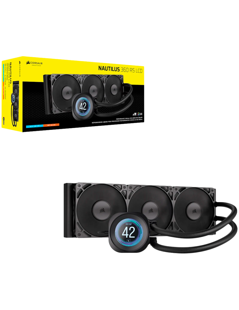 Водно охлаждане за процесор CORSAIR Nautilus 360 LCD, 360mm, LCD дисплей, Socket AM4/1700/AM5/1851 - CW-9061033-WW - 2