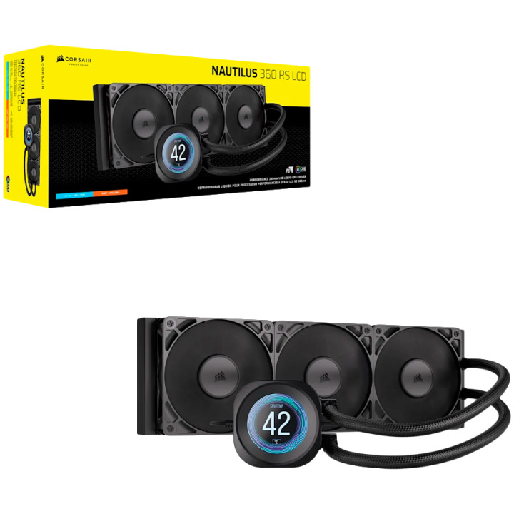 Водно охлаждане за процесор CORSAIR Nautilus 360 LCD, 360mm, LCD дисплей, Socket AM4/1700/AM5/1851 - CW-9061033-WW - 2