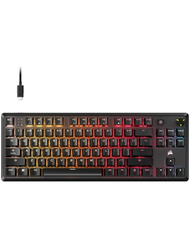 Механична геймърска клавиатура Corsair K70 CORE TKL, MLX Red, RGB, 87 клавиша, черна - CH-911911E-NA - 1