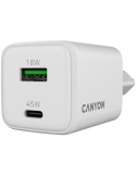 Захранващ адаптер CANYON CU45AC, 45W GaN, 1x USB-C PD, 1x USB-A QC - CNS-CUW45AC - 5