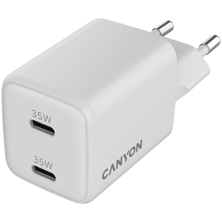 Зарядно устройство CANYON CU35CC, 35W 2x USB-C PD GaN, EU - CNS-CUW35CC - 3
