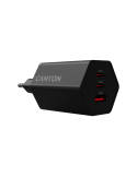 Захранващ адаптер CANYON Hexagon 65W, 2x USB-C PD 65W, 1x USB-A QC 36W, GaN, EU - CND-CHAHEX65B - 2