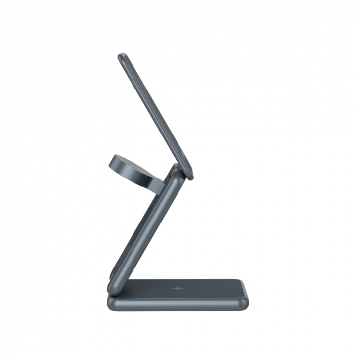 Безжично зарядно CANYON OnCharge 309, 15W 3в1 Foldable, USB-C, Метал - CNS-WCS309M - 2