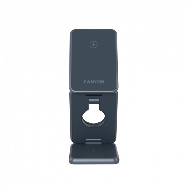 Безжично зарядно CANYON OnCharge 309, 15W 3в1 Foldable, USB-C, Метал - CNS-WCS309M - 5