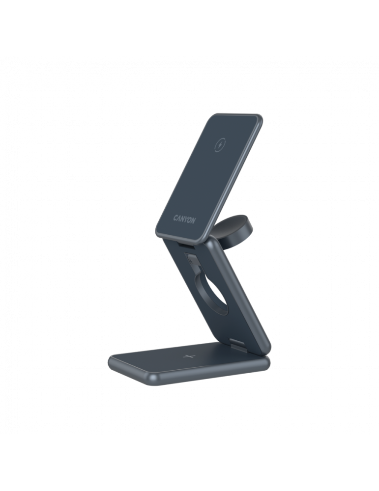 Безжично зарядно CANYON OnCharge 309, 15W 3в1 Foldable, USB-C, Метал - CNS-WCS309M - 11