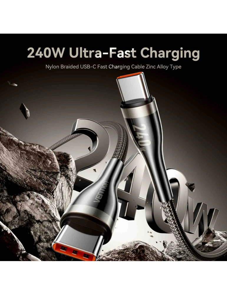 USB кабел Vention Type-C to Type-C, 1.2m, 240W, PD 3.1, 5A - CTYBAV - 2