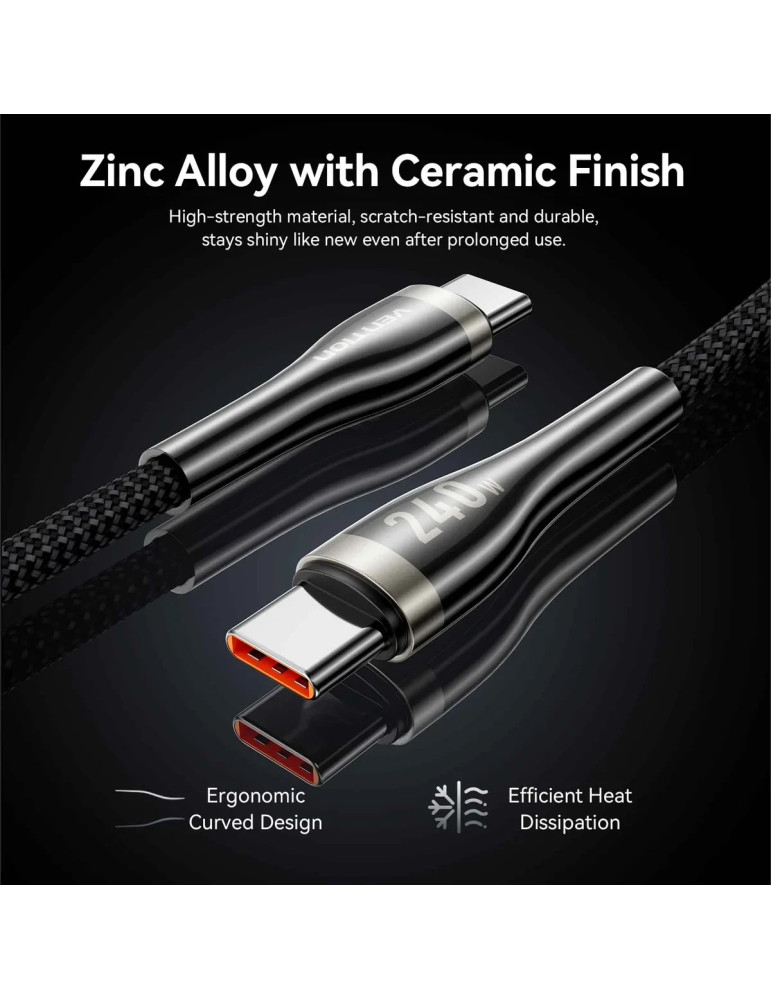 USB кабел Vention Type-C to Type-C, 1.2m, 240W, PD 3.1, 5A - CTYBAV - 7
