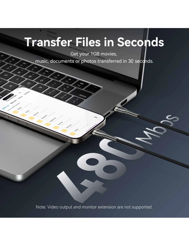 USB кабел Vention Type-C to Type-C, 1.2m, 240W, PD 3.1, 5A - CTYBAV - 9
