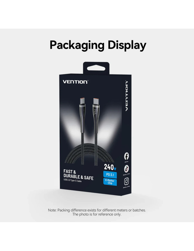 USB кабел Vention Type-C to Type-C, 1.2m, 240W, PD 3.1, 5A - CTYBAV - 14