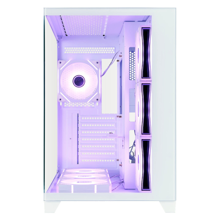 Кутия за компютър 1stPlayer MEGAVIEW MV8, Middle Tower ATX, Бяла, Tempered Glass, 7 x 120mm A-RGB вентилатори - MV8-TP-WH-6FC7R-