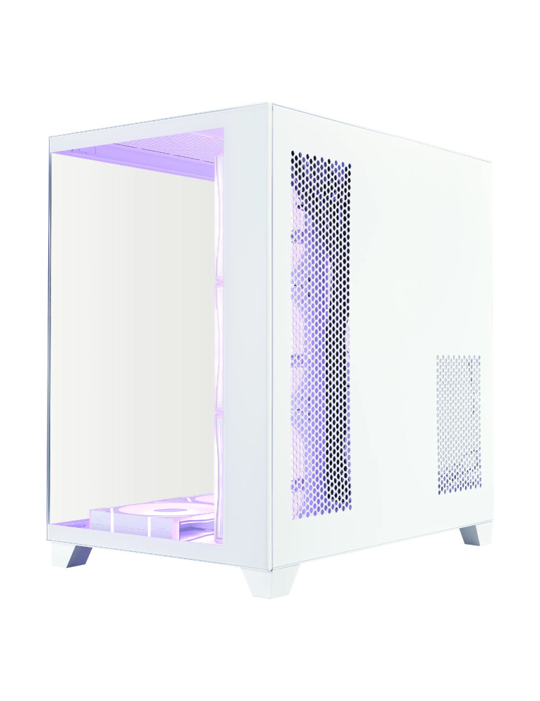 Кутия за компютър 1stPlayer MEGAVIEW MV8, Middle Tower ATX, Бяла, Tempered Glass, 7 x 120mm A-RGB вентилатори - MV8-TP-WH-6FC7R-