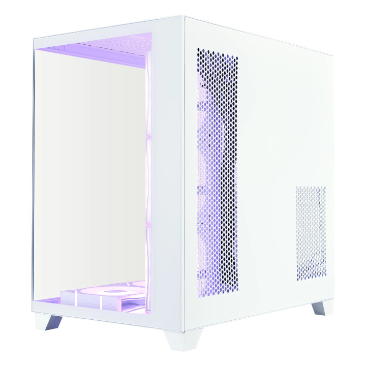 Кутия за компютър 1stPlayer MEGAVIEW MV8, Middle Tower ATX, Бяла, Tempered Glass, 7 x 120mm A-RGB вентилатори - MV8-TP-WH-6FC7R-