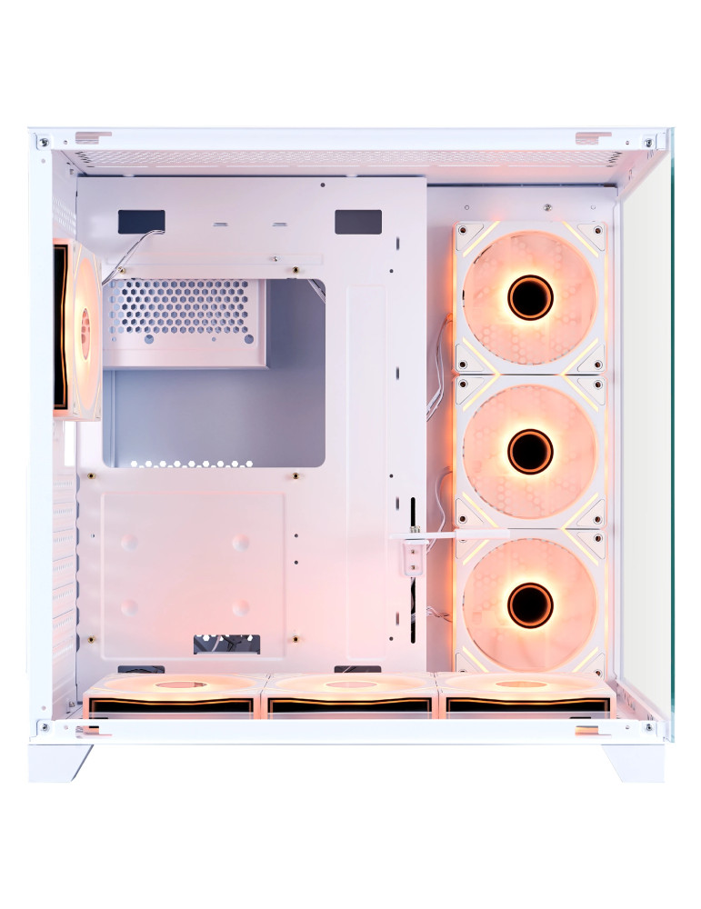 Кутия за компютър 1stPlayer MEGAVIEW MV8, Middle Tower ATX, Бяла, Tempered Glass, 7 x 120mm A-RGB вентилатори - MV8-TP-WH-6FC7R-