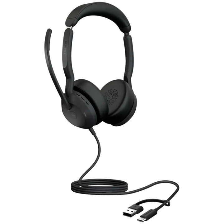 Професионални бизнес слушалки с активно шумопотискане JABRA Evolve2 50, Стерео, USB-C/USB-A, ANC, Черни - 25089-999-799 - 4