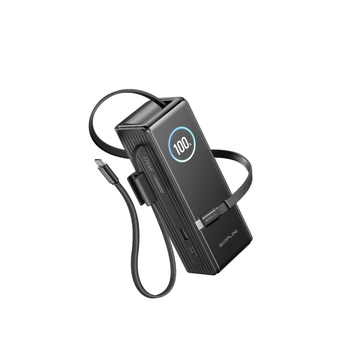 Преносима батерия Ecoflow Rapid 25K, 25000mAh, 170W, USB-C, вграден кабел, TFT дисплей - RAPID25K - 6