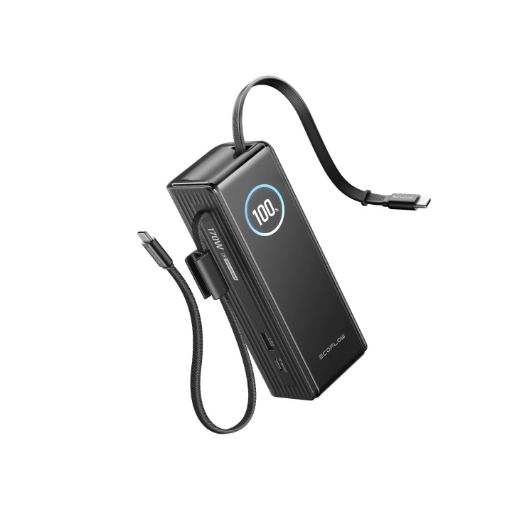 Преносима батерия Ecoflow Rapid 25K, 25000mAh, 170W, USB-C, вграден кабел, TFT дисплей - RAPID25K - 8