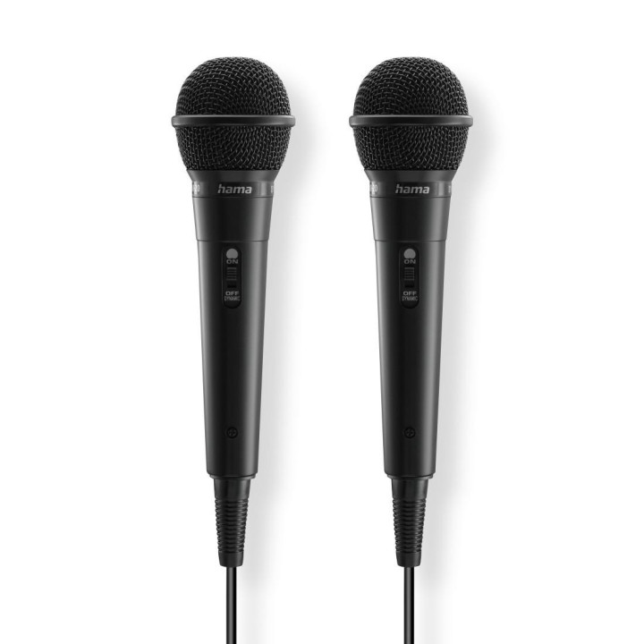 Микрофони HAMA Karaoke, Динамичен, 2 бр., 2.5м кабел, Jack 3.5mm/6.35mm - HAMA-46002 - 1