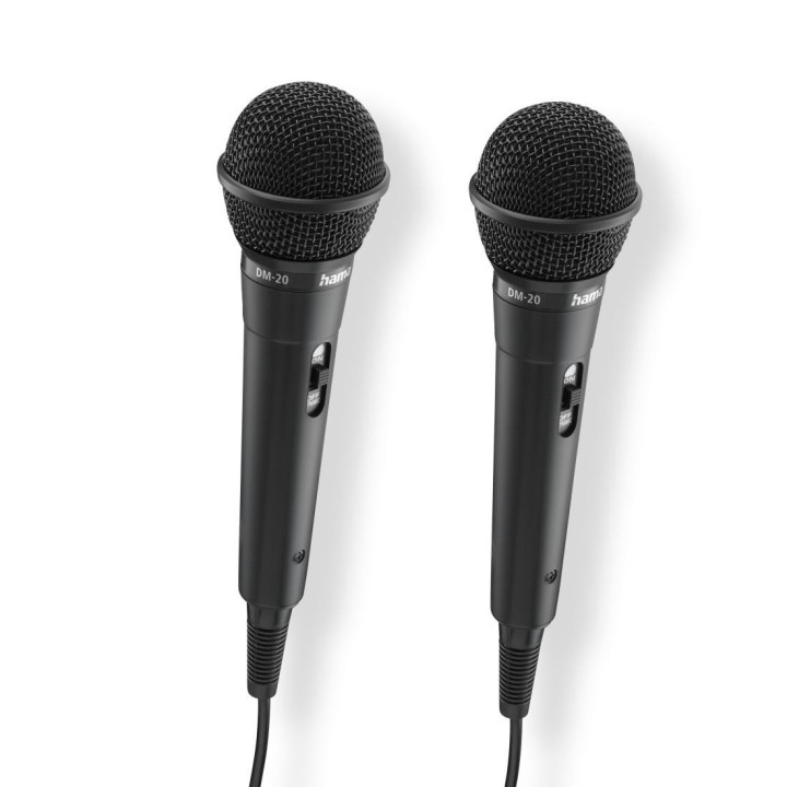 Микрофони HAMA Karaoke, Динамичен, 2 бр., 2.5м кабел, Jack 3.5mm/6.35mm - HAMA-46002 - 2