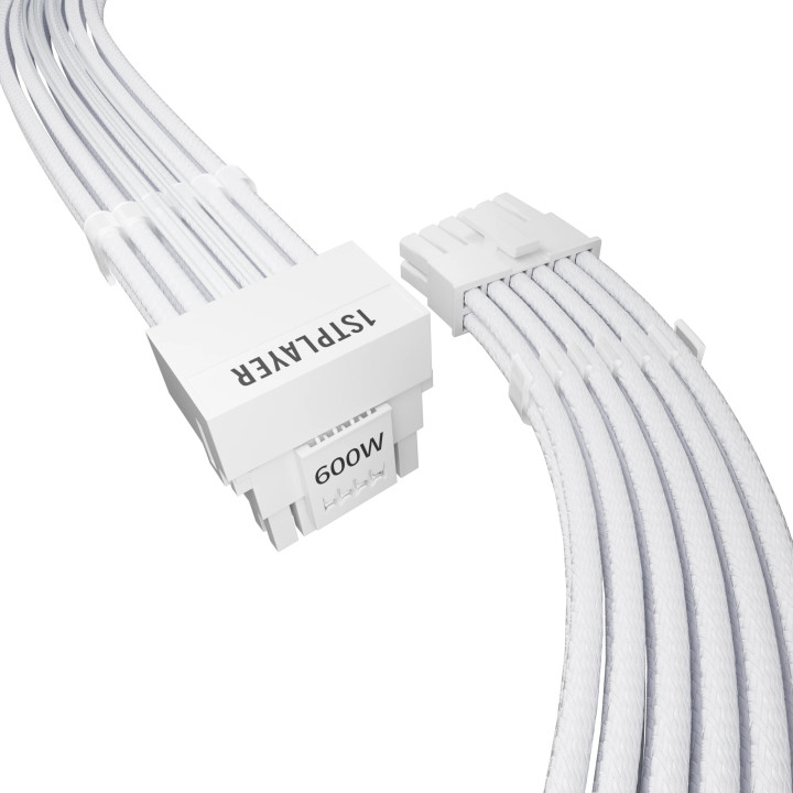 Модулен кабел 1stPlayer Custom Sleeved Modding Cable White - PCIe 5.0 12VHPWR M/M - FM2-B-WH