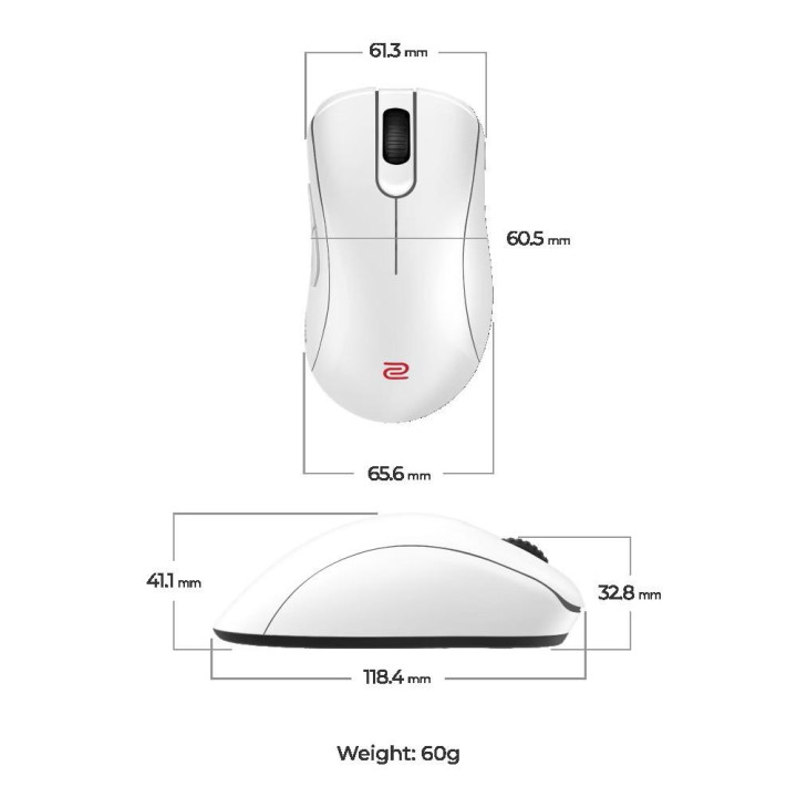 Безжична геймърска мишка ZOWIE EC3-DW 4K, Безжична 2.4G, PixArt PAW3950, 3200 DPI, USB - 9H.N4WBE.A3E - 5