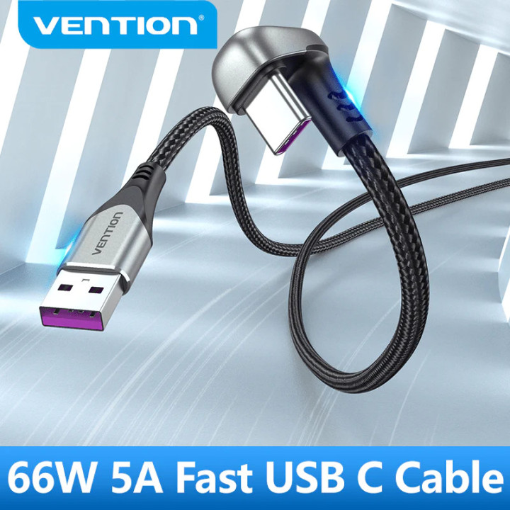 Кабел Vention USB 3.1 Type-C / USB 2.0 AM - 1M Black U-Shaped, Aluminum Alloy 5A - COHHF
