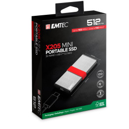 Външен SSD диск EMTEC X205, 512GB SSD, USB-C 3.2 Gen2 10Gbps, 1100MB/s четене - ECSSD512GX205 - 1
