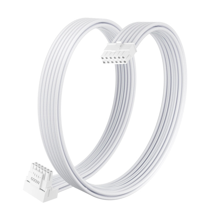 Модулен кабел 1stPlayer Custom Sleeved Modding Cable White - PCIe 5.0 12VHPWR M/M - FM2-B-WH