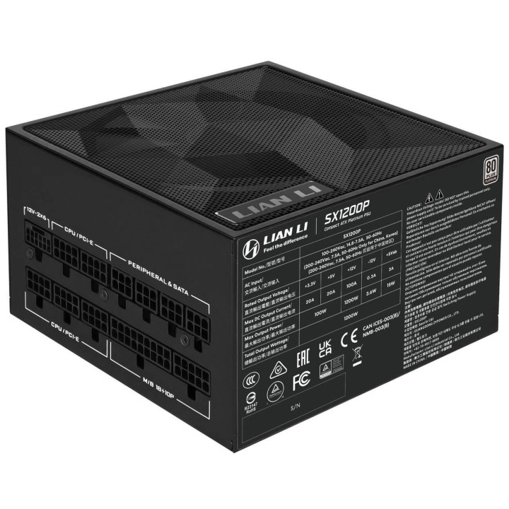 Модулно захранване Lian Li SX1200P, 1200W, 80+ Platinum, ATX 3.1, PCI-E 5.1, 120mm вентилатор - G9P.SX1200P.B000.EU - 3