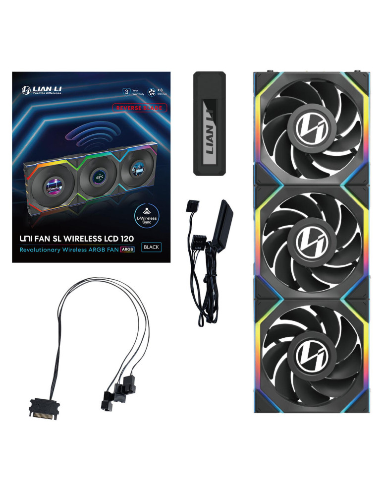 Вентилатор Lian Li UNI FAN SL Wireless LCD 120mm, 350-1900 RPM, ARGB PWM, 31dB - G99.12RSLLCD1W3B.00 - 11