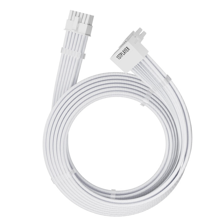 Модулен кабел 1stPlayer Custom Sleeved Modding Cable White - PCIe 5.0 12VHPWR M/M - FM2-B-WH