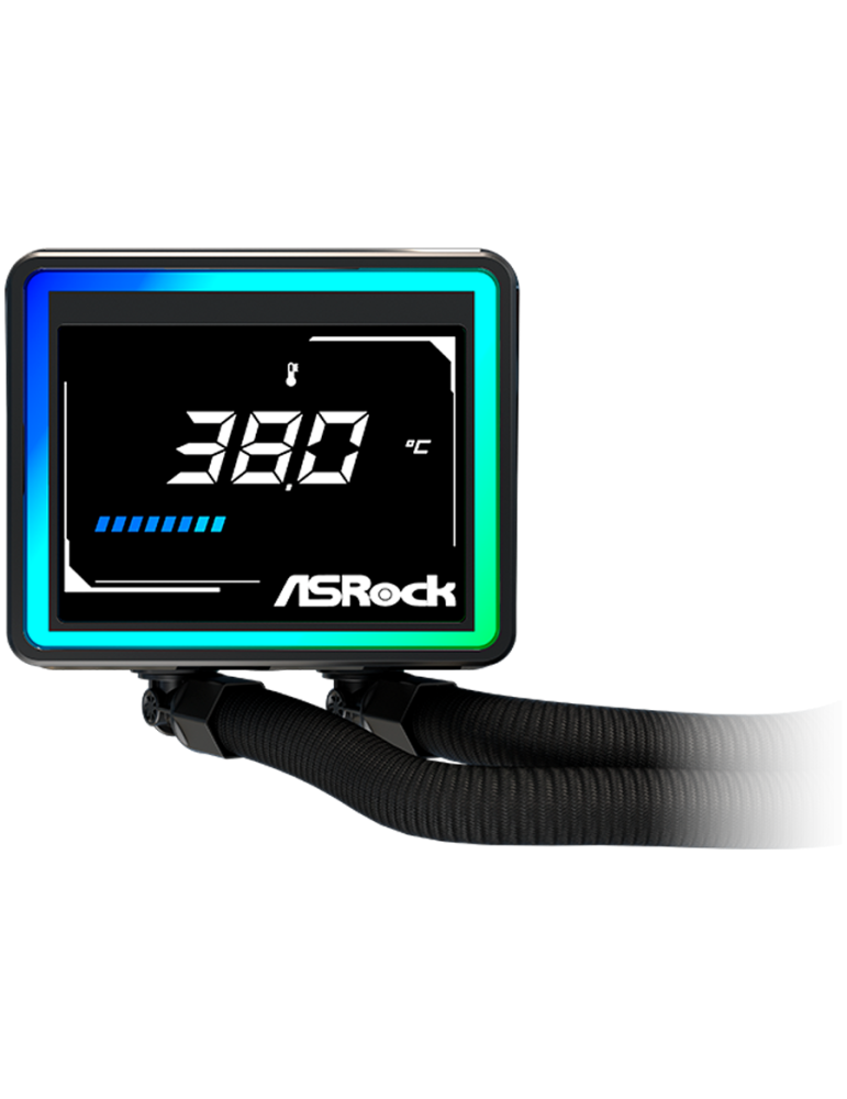 Водно охлаждане за процесор ASROCK Challenger 360 Digital, 360mm AiO, LCD дисплей, AM5/AM4/LGA1851/LGA1700 - 90-ACLA36-BAAGA6 - 