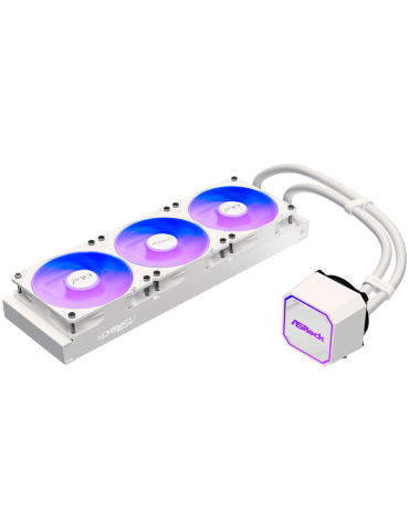 Водно охлаждане за процесор ASROCK Pro White 360 ARGB, 360mm AiO, AM5/AM4/LGA1851/LGA1700, 3x120mm, RGB LED - 4711581493544 - 1