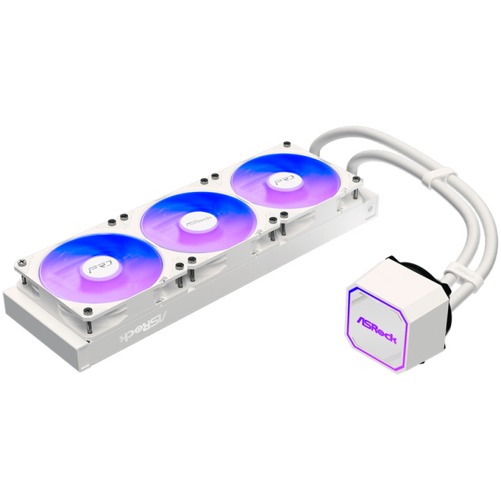 Водно охлаждане за процесор ASROCK Pro White 360 ARGB, 360mm AiO, AM5/AM4/LGA1851/LGA1700, 3x120mm, RGB LED - 4711581493544 - 1