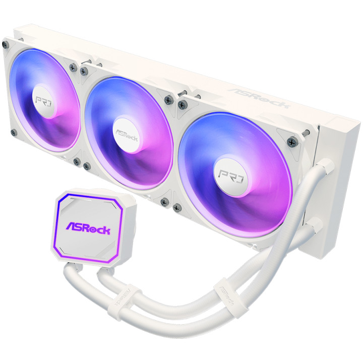 Водно охлаждане за процесор ASROCK Pro White 360 ARGB, 360mm AiO, AM5/AM4/LGA1851/LGA1700, 3x120mm, RGB LED - 4711581493544 - 3