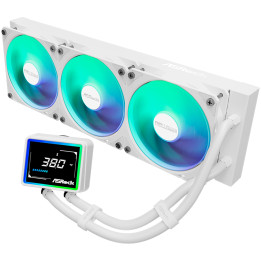 Водно охлаждане за процесор ASROCK Challenger White 360, 360mm AiO, LCD дисплей, 3x120mm вентилатора, AM5/AM4/LGA1851/LGA1700 - 