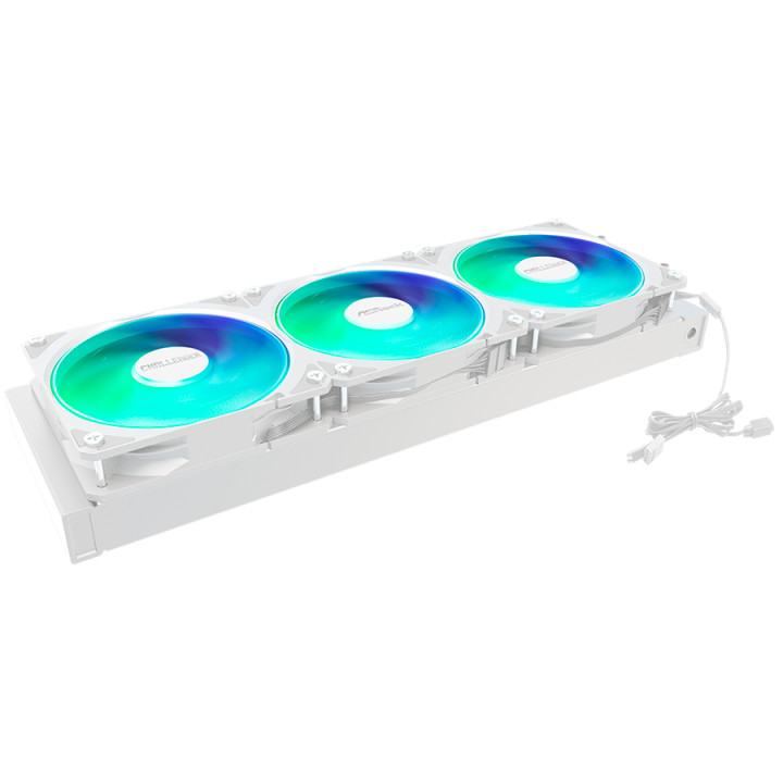 Водно охлаждане за процесор ASROCK Challenger White 360, 360mm AiO, LCD дисплей, 3x120mm вентилатора, AM5/AM4/LGA1851/LGA1700 - 