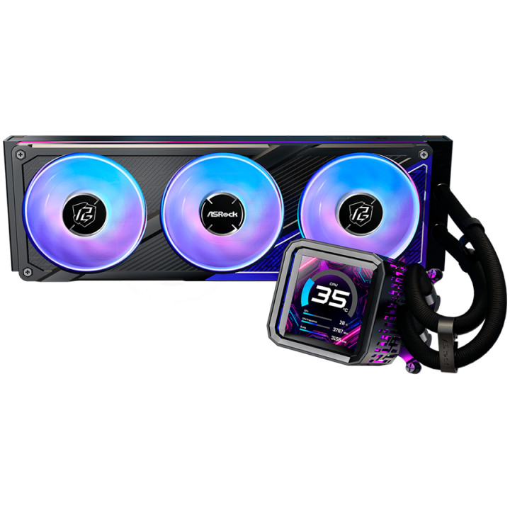Водно охлаждане за процесор ASROCK PHANTOM GAMING 360 LCD, 360mm, LCD дисплей, AM5/AM4/LGA1851/LGA1700, ARGB - 4711581492455 - 3